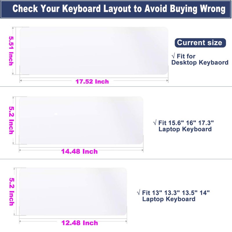 MUBUY-GOL Universal Computer Desktop Keyboard Cover Skin (17.52" x 5.51") for Standard Size PC Computer Desktop Keyboards, Clear Waterproof Anti-Dust Silicone-Clear - Image 2